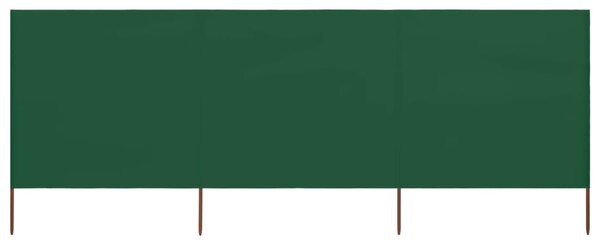 VidaXL Vjetrobran s 3 panela od tkanine 400 x 80 cm zeleni