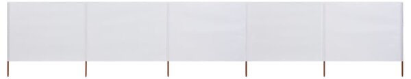 VidaXL Vjetrobran s 5 panela od tkanine 600 x 120 cm pješčano bijeli