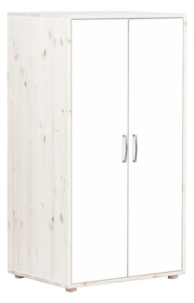 Bijeli dječji ormar za odjeću s lakiranim vratima od borovine Flexa Classic, visina 133 cm