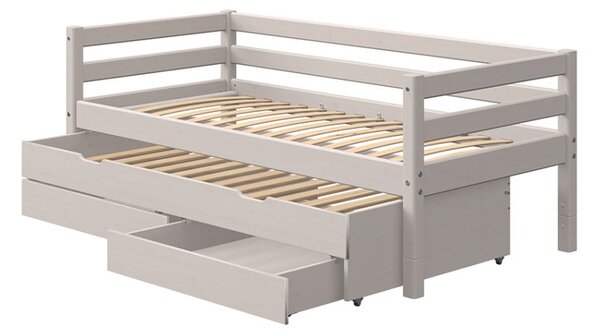 Sivi dječji krevet od borovine s dodatnim ležajem na izvlačenje i 2 ladice Flexa Classic, 90x200 cm
