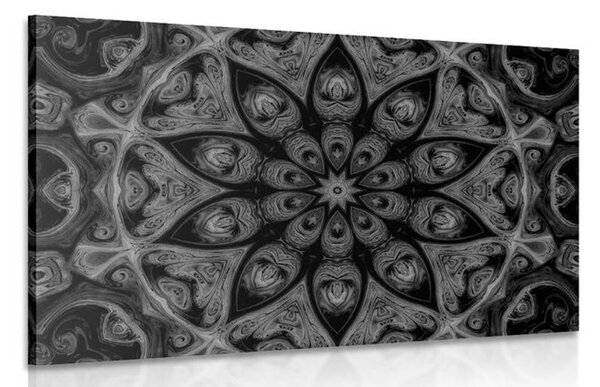 Slika hipnotična Mandala u crno-bijelom dizajnu