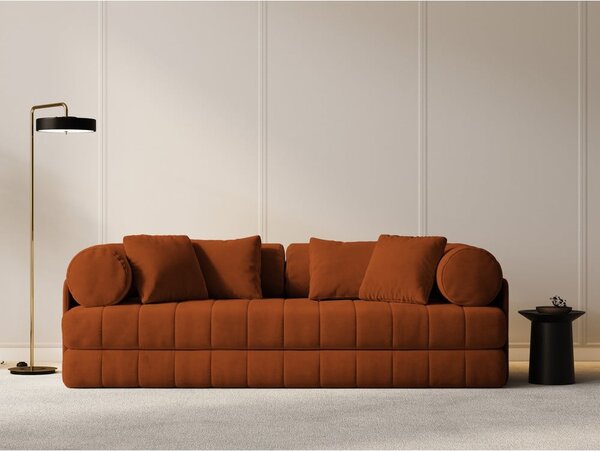 Baršunasti sklopiva sofa boja terakote 206 cm Kemi – Cosmopolitan Design