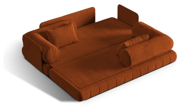 Baršunasti sklopiva sofa boja terakote 206 cm Kemi – Cosmopolitan Design