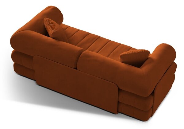 Baršunasti sklopiva sofa boja terakote 206 cm Kemi – Cosmopolitan Design