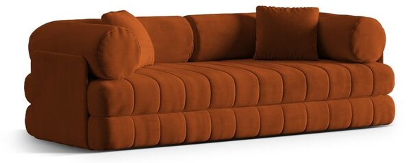 Baršunasti sklopiva sofa boja terakote 206 cm Kemi – Cosmopolitan Design