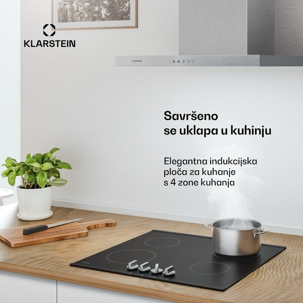 Klarstein Kochheld indukcijska ploča za kuhanje | Elegantna i snažna | 4 zone za kuhanje | 7200 W | 60 cm