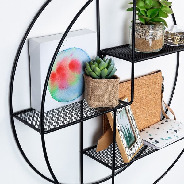 Crna metalna polica s više razina 55 cm Across – Kave Home