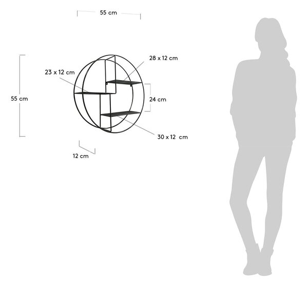 Crna metalna polica s više razina 55 cm Across – Kave Home