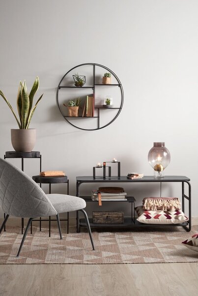 Crna metalna polica s više razina 55 cm Across – Kave Home