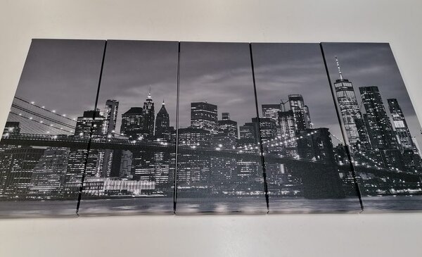 5-dijelna slika divan most u Brooklynu u crno-bijelom dizajnu