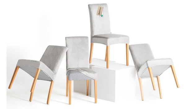 Svijetlo sive rastezljive presvlake 4 kom za stolicu 48 cm Sento – Restilo