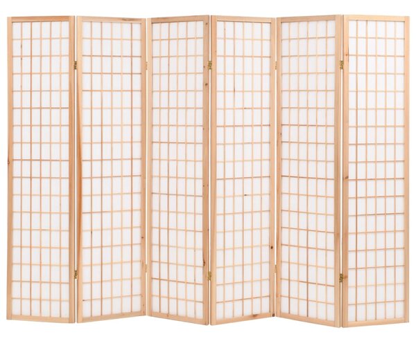 VidaXL Sklopiva sobna pregrada sa 6 panela u japanskom stilu 240x170 cm prirodna