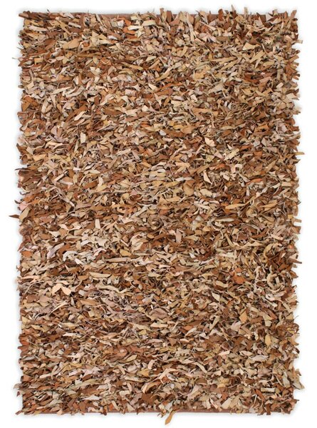 VidaXL Čupavi tepih od prave kože 160x230 cm žuto-smeđi