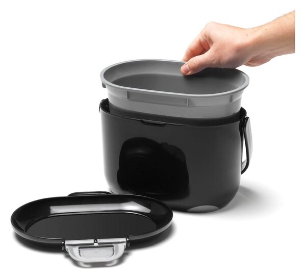Crno-siva kanta za kompostabilni otpad Addis Caddy, 2,5 l