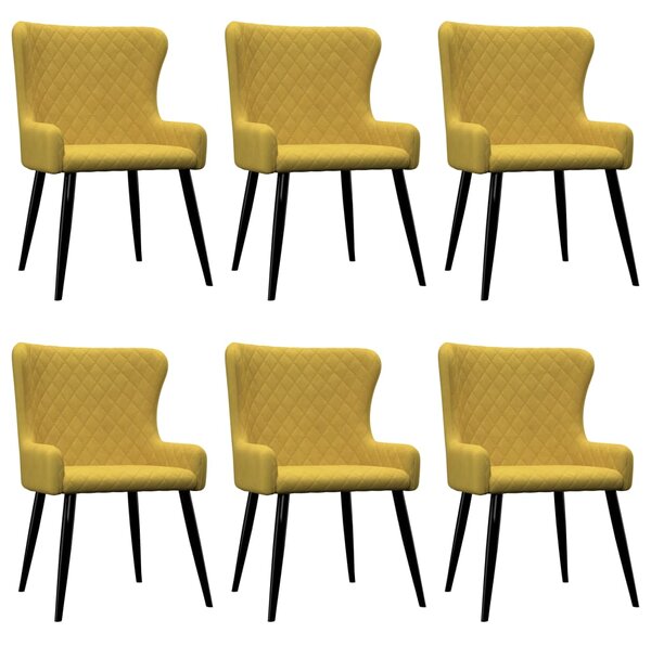 VidaXL Blagovaonske stolice 6 kom žute baršunaste