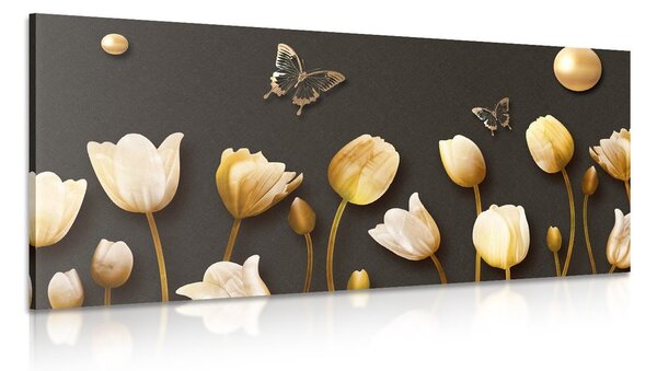 Slika tulipani sa zlatnim motivom