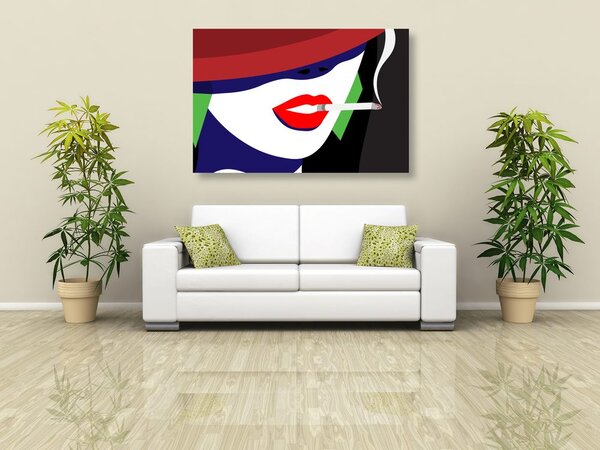 Slika žena u šeširu u pop-art stilu