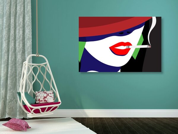 Slika žena u šeširu u pop-art stilu