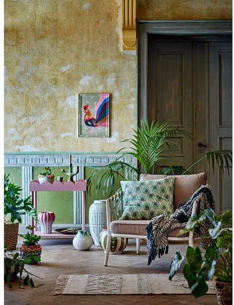 Zelena/bež deka od recikliranog pamuka 130x160 cm Ugento – Bloomingville