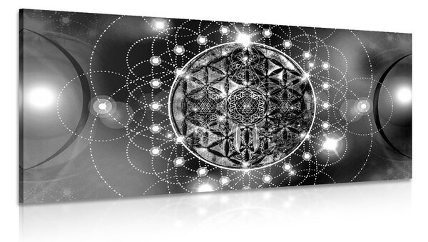 Slika zadivljujuća Mandala u crno-bijelom dizajnu - 100x50