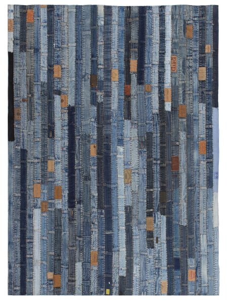 VidaXL Tepih od spojenih pojasa traperica 120 x 170 cm denim plavi