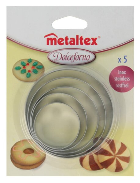 Set s 5 okruglih kalupa za kolačiće Metaltex Cookie Cutters