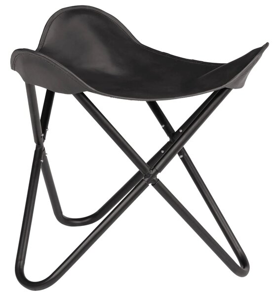 VidaXL Leptir-stolac od prave kože crni