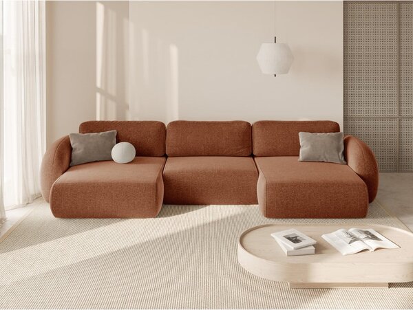 Ciglasta sklopiva/s prostorom za odlaganje kutna garnitura od šenila (u obliku slova "U") Tonale – Cosmopolitan Design