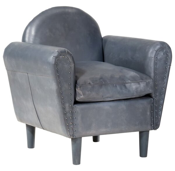 VidaXL Zaobljena fotelja od prave kože 77 x 65 x 79 cm siva