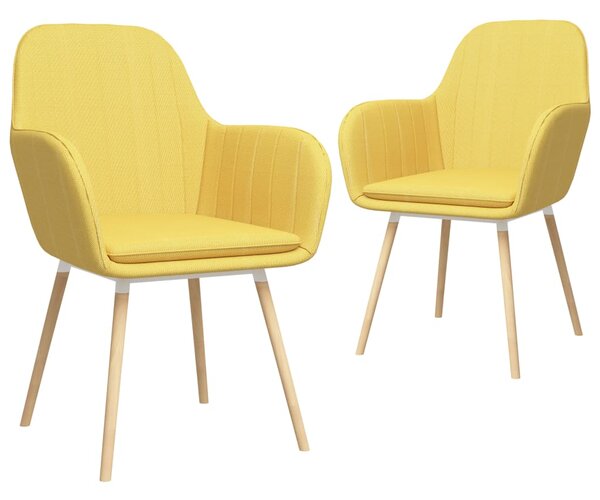 VidaXL Blagovaonske stolice s naslonima za ruke 2 kom žute od tkanine