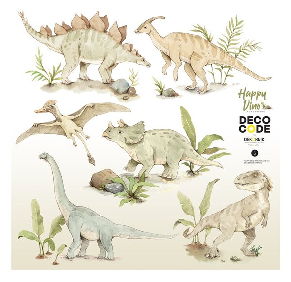 Set dječjih zidnih samoljepljivih naljepnica s motivom dinosaura Dekornik Happy Dino, 70 x 70 cm