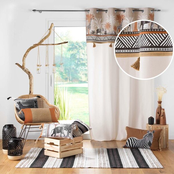 Smeđa/u prirodnoj boji pamučna zavjesa 140x240 cm Kenya Lodge – douceur d'intérieur