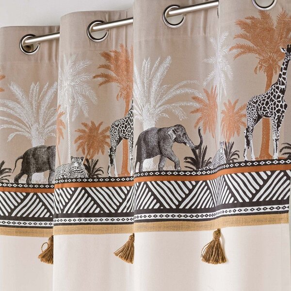 Smeđa/u prirodnoj boji pamučna zavjesa 140x240 cm Kenya Lodge – douceur d'intérieur