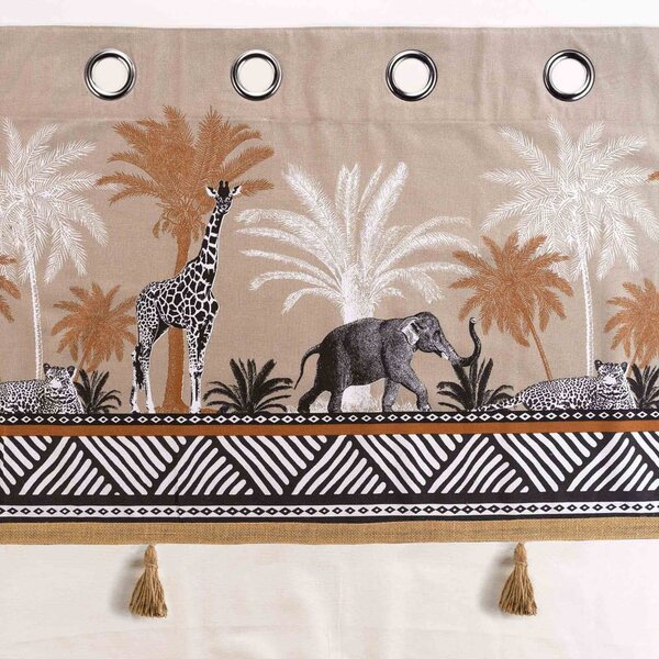 Smeđa/u prirodnoj boji pamučna zavjesa 140x240 cm Kenya Lodge – douceur d'intérieur