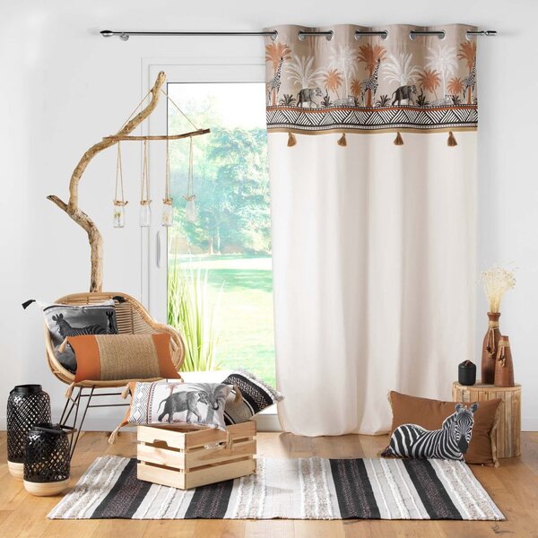 Smeđa/u prirodnoj boji pamučna zavjesa 140x240 cm Kenya Lodge – douceur d'intérieur