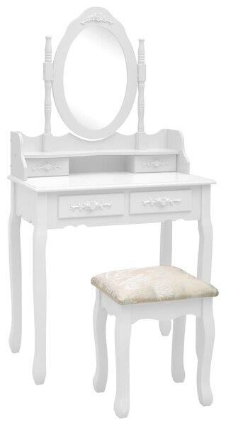 VidaXL Toaletni stolić sa stolcem bijeli 75x69x140 cm drvo paulovnije