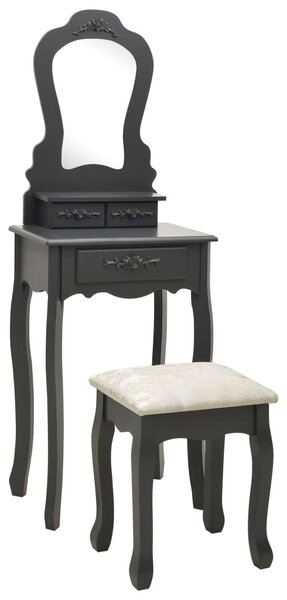 VidaXL Toaletni stolić sa stolcem sivi 50x59x136 cm od drva paulovnije