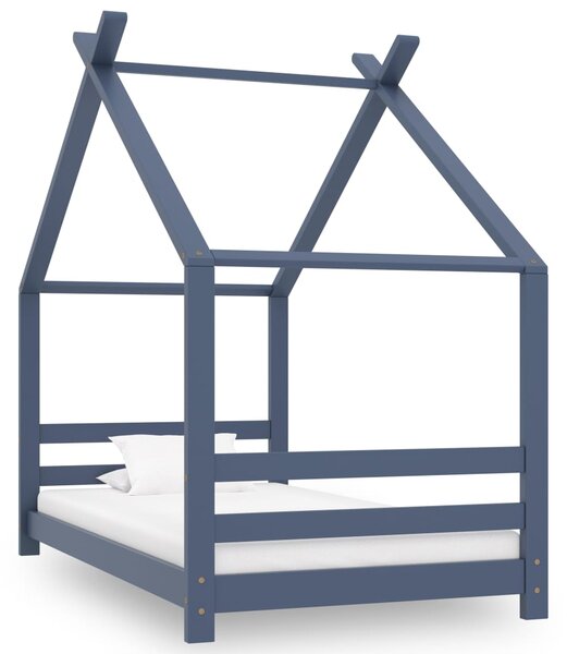 VidaXL Okvir za dječji krevet od masivne borovine sivi 80 x 160 cm