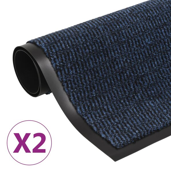 VidaXL Otirači za prašinu 2 kom pravokutni čupavi 40 x 60 cm plavi