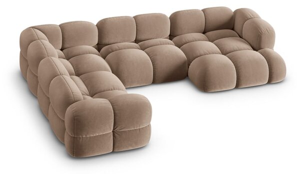 Smeđa baršunasti kutna garnitura (s lijevim kutom/u obliku slova "U") Loretto – Cosmopolitan Design