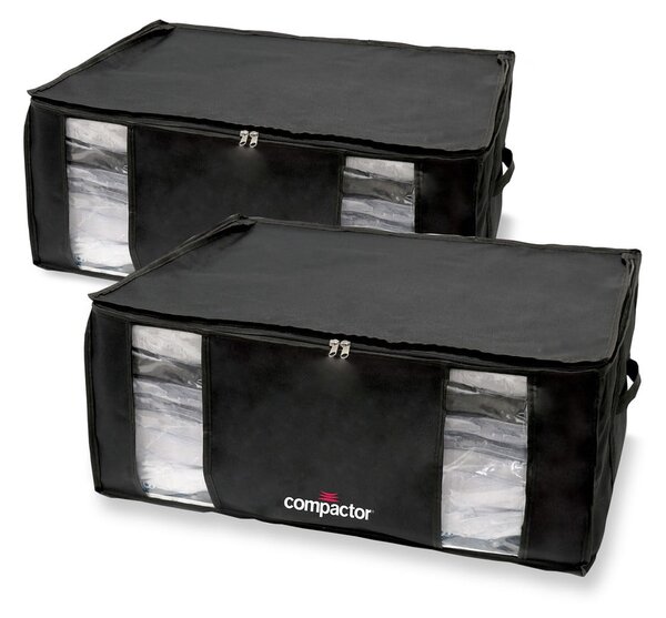 Set od 2 crne vakuumske kutije za pohranu Compactor Black Edition XXL, 65 x 27 cm
