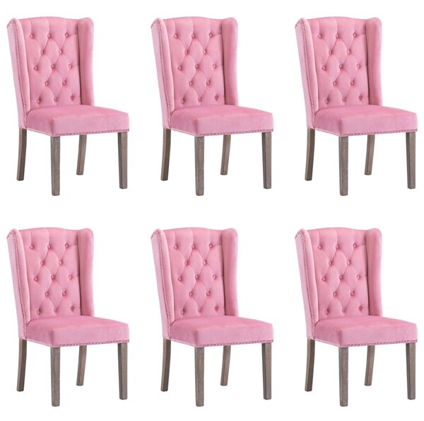 VidaXL Blagovaonske stolice 6 kom ružičaste baršunaste