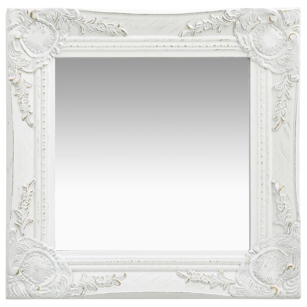 VidaXL Zidno ogledalo u baroknom stilu 40 x 40 cm bijelo