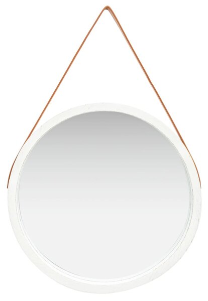 VidaXL Zidno ogledalo s remenom 60 cm bijelo