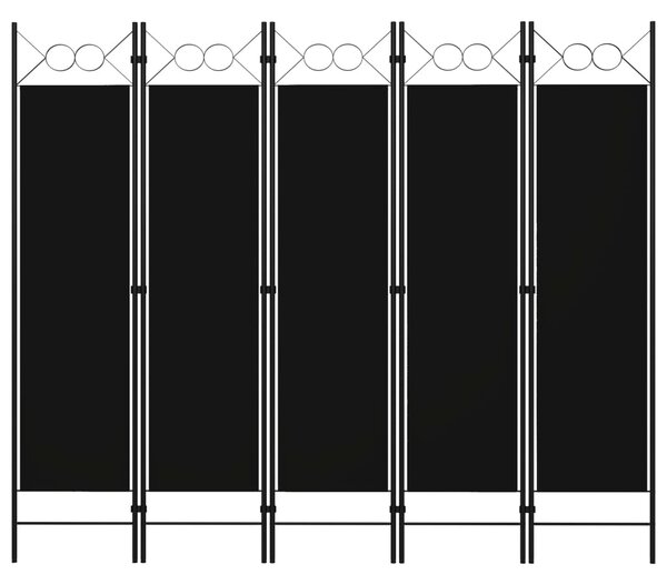 VidaXL Sobna pregrada s 5 panela crna 200 x 180 cm