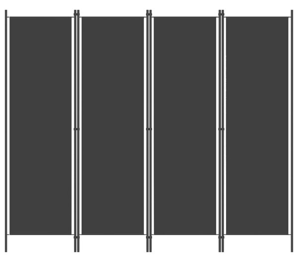 VidaXL Sobna pregrada s 4 panela crna 200 x 180 cm