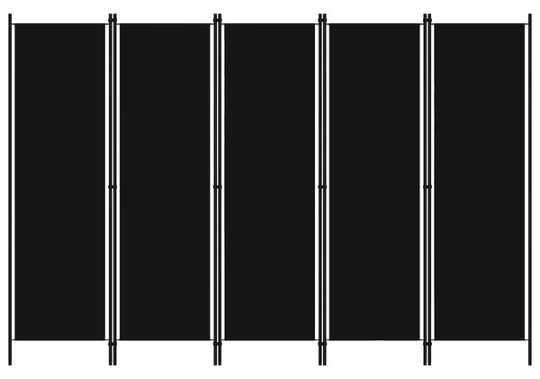VidaXL Sobna pregrada s 5 panela crna 250 x 180 cm
