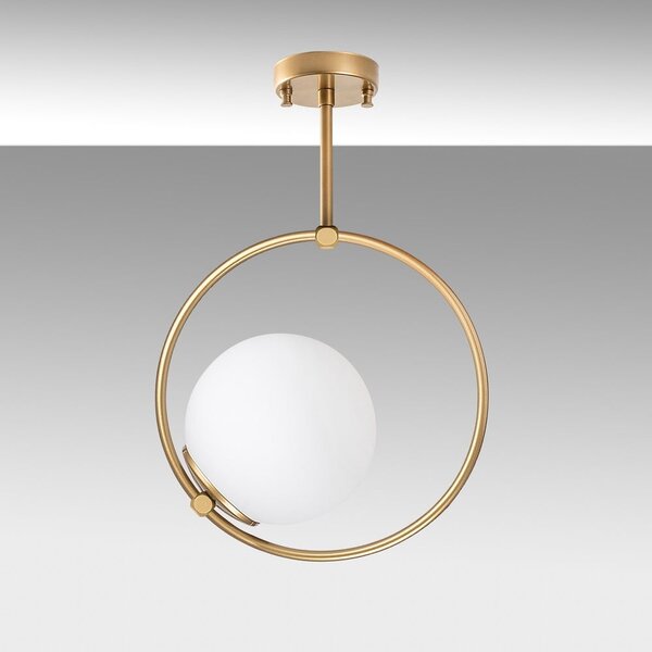 Bijela/mjedena stropna svjetiljka sa staklenim sjenilom 39x26 cm Dolunay – Opviq lights