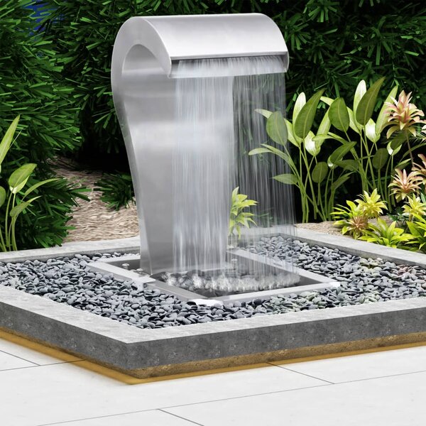 VidaXL Vrtni vodopad srebrni 52,4 x 34,2 x 82 cm od nehrđajućeg čelika