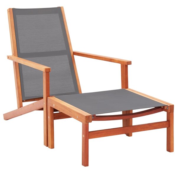 VidaXL Vrtna stolica siva od masivnog drva eukaliptusa i tekstilena